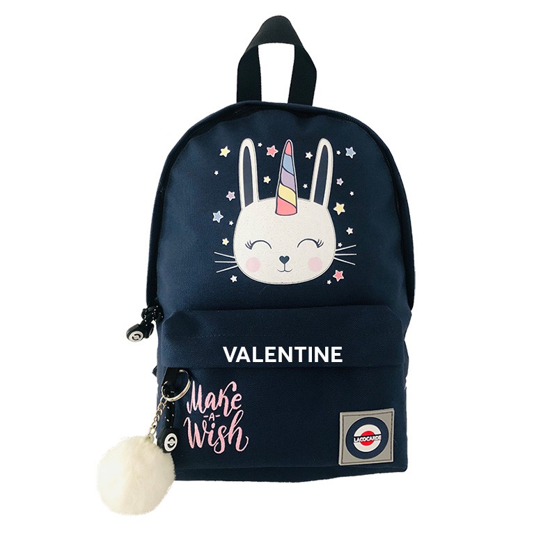 Sac à dos Lacocarde personnalisé avec le prénom Valentine Sac à dos Lacocarde personnalisé avec le prénom Valentine